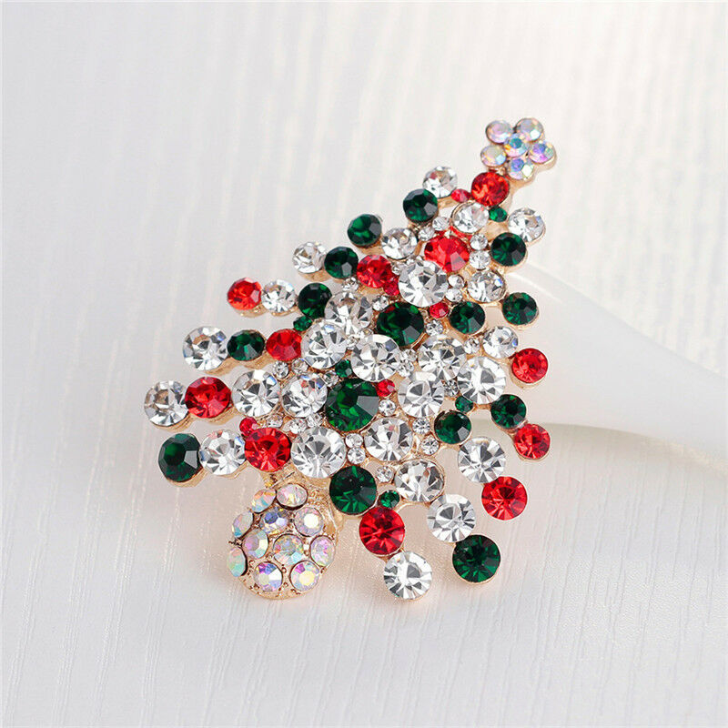 Fashion Unisex Crystal Rhinestone Brooch Christmas Tree Brooch Pin Xmas Gi.l8