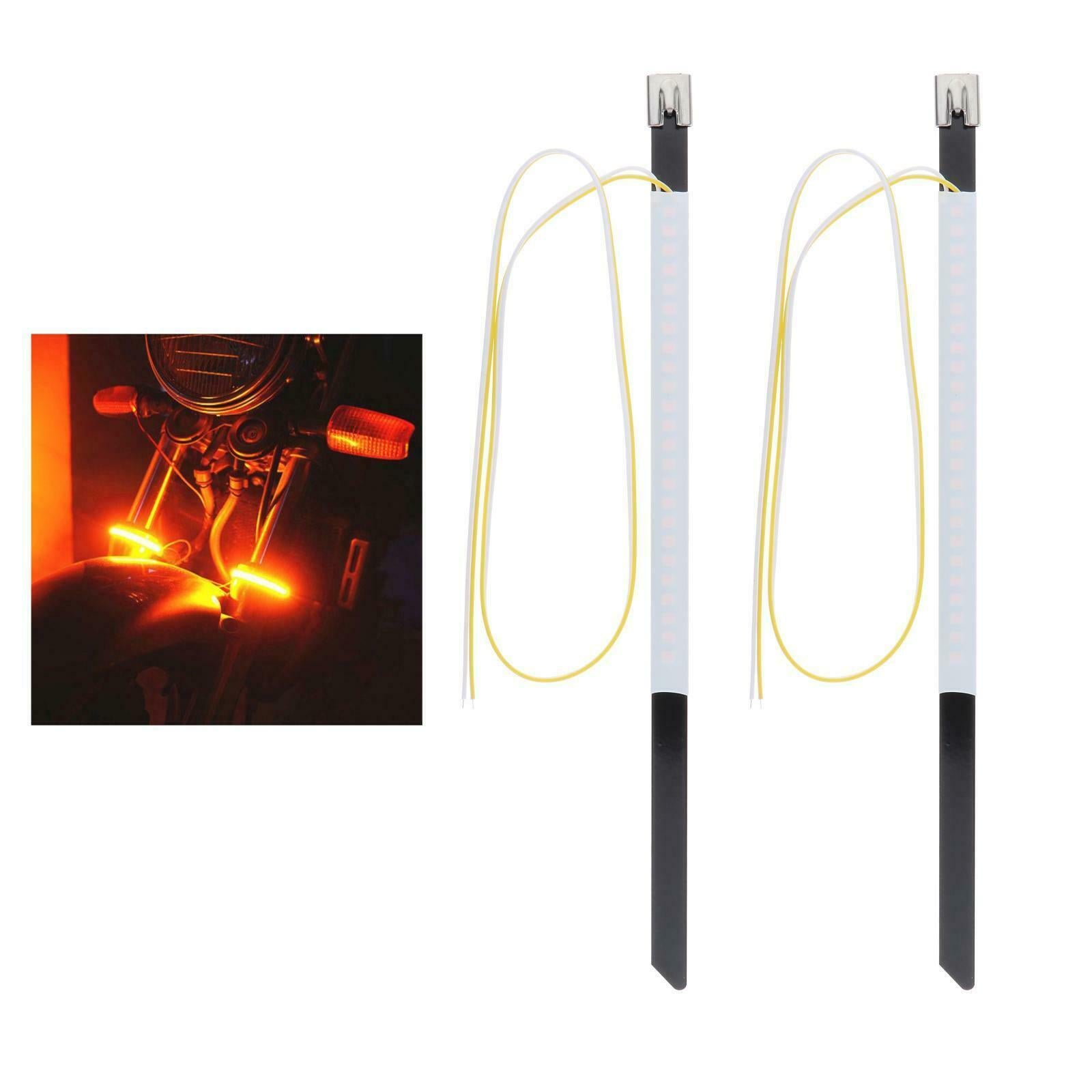 2x LED Motorbike Flexible Turn Signal Amber Brake Tail Light for Kawasaki