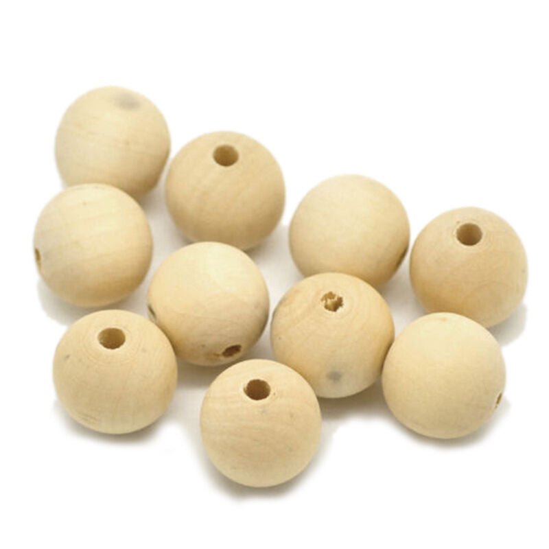 100 x 10mm Round Wood Spacer Bead Natural Unpainted Unfinished Wooden Bead.l8