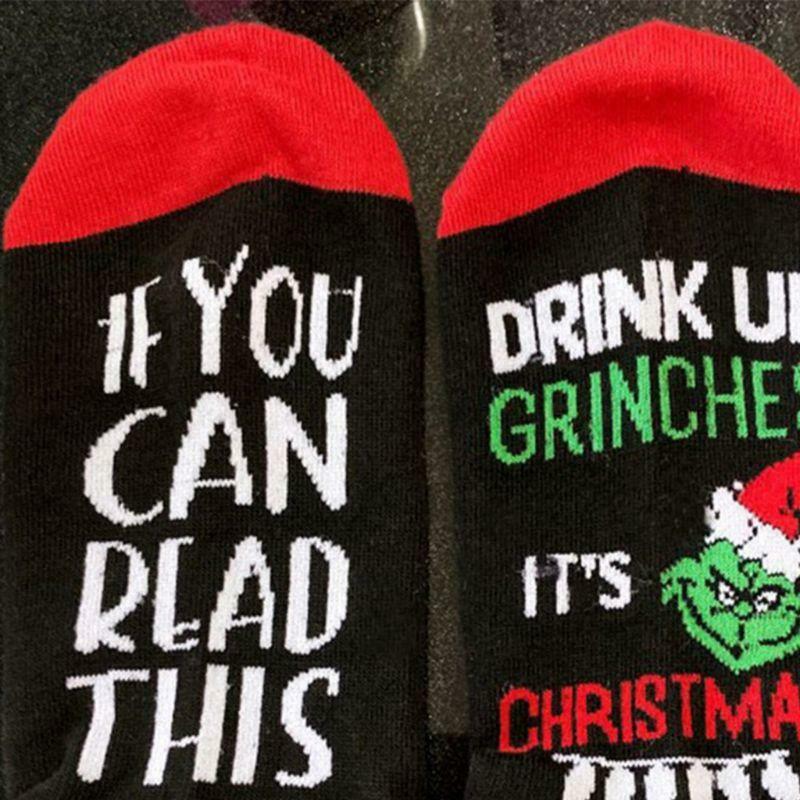 Unisex Christmas Crew Socks Funny Words If You Can Read This Hosiery Xmas Gifts