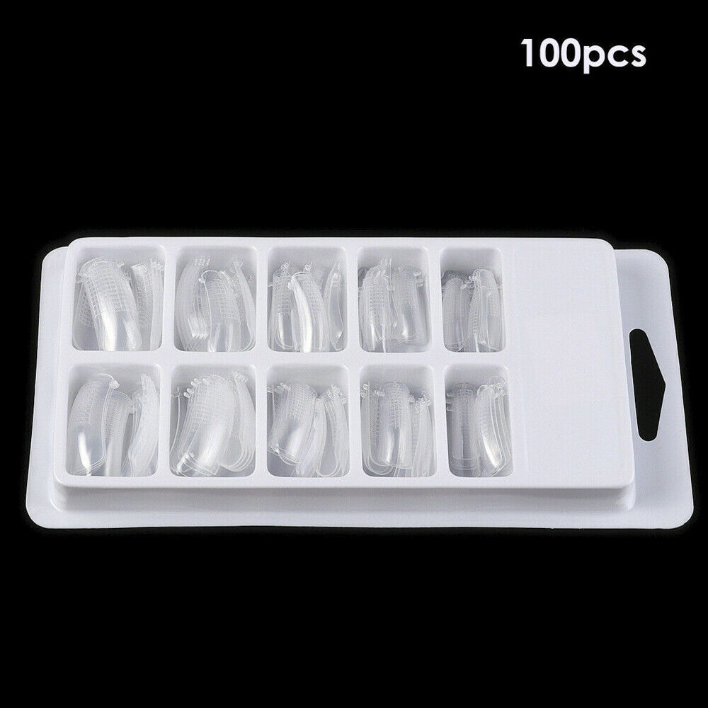 100Pcs [10 Sizes] Natural Clear Full French False Nail Art Tips Acrylic UV Gel