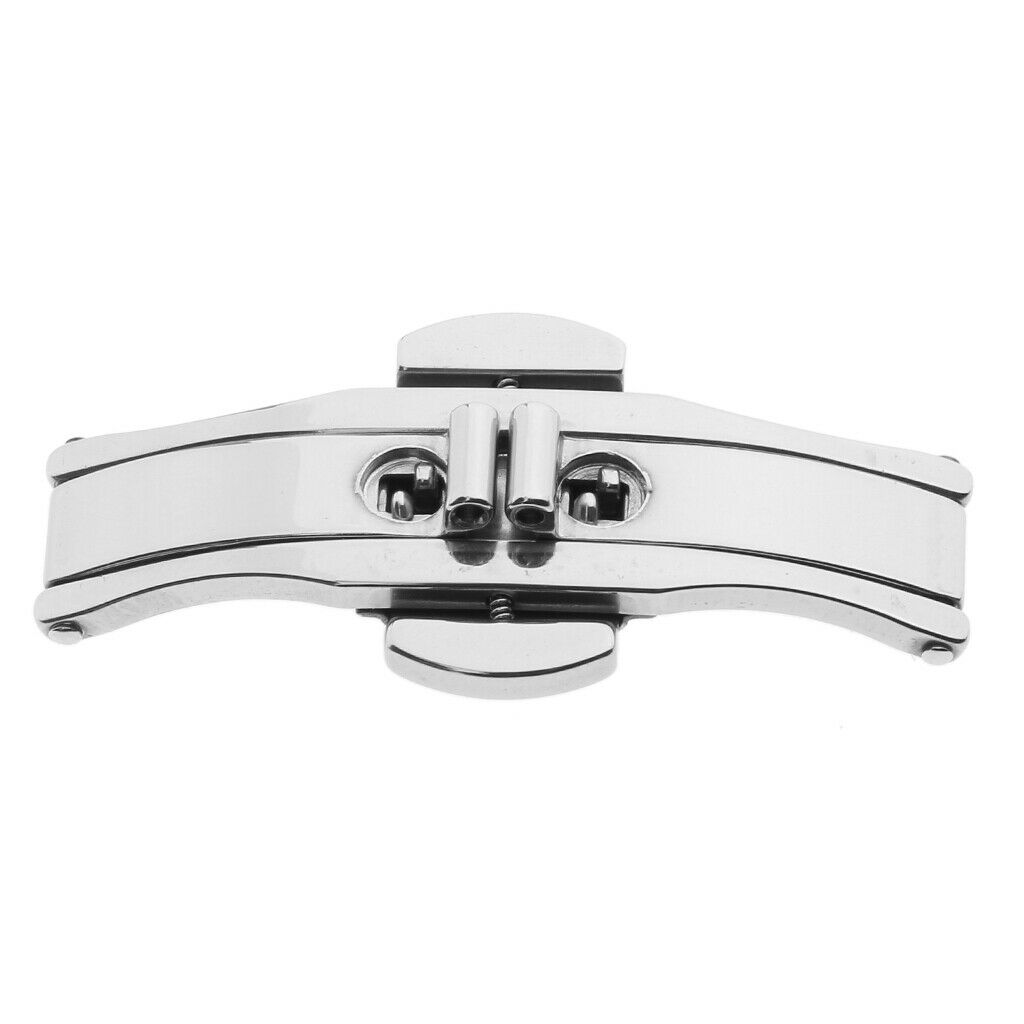 Butterfly Deployment Buckle Wristwatch Straps Clasps Stainless Steel 17x5mm
