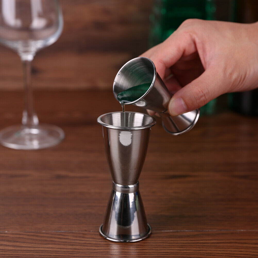 3Pcs Stainless Steel Cocktail Drink Tool Mixer Measuring Cup Jigger Measurer Set