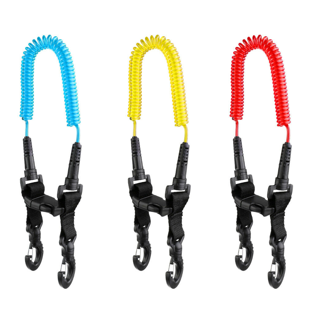 Scuba Diving Coil Camera Lanyard with Clips & Quick Release Buckle blue