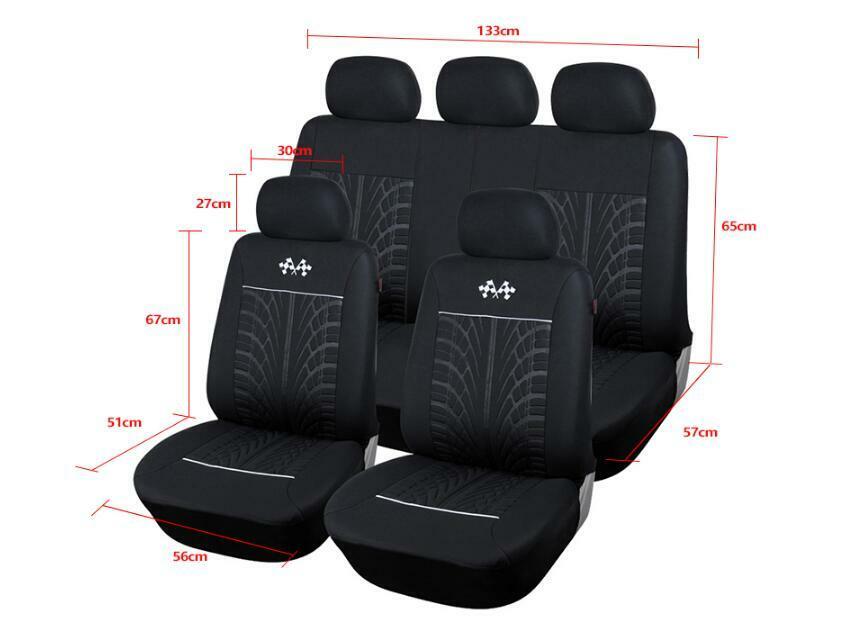 9pcs Black Sports Car Seat Cover Cushions Separate Headrest Covers Wearproof