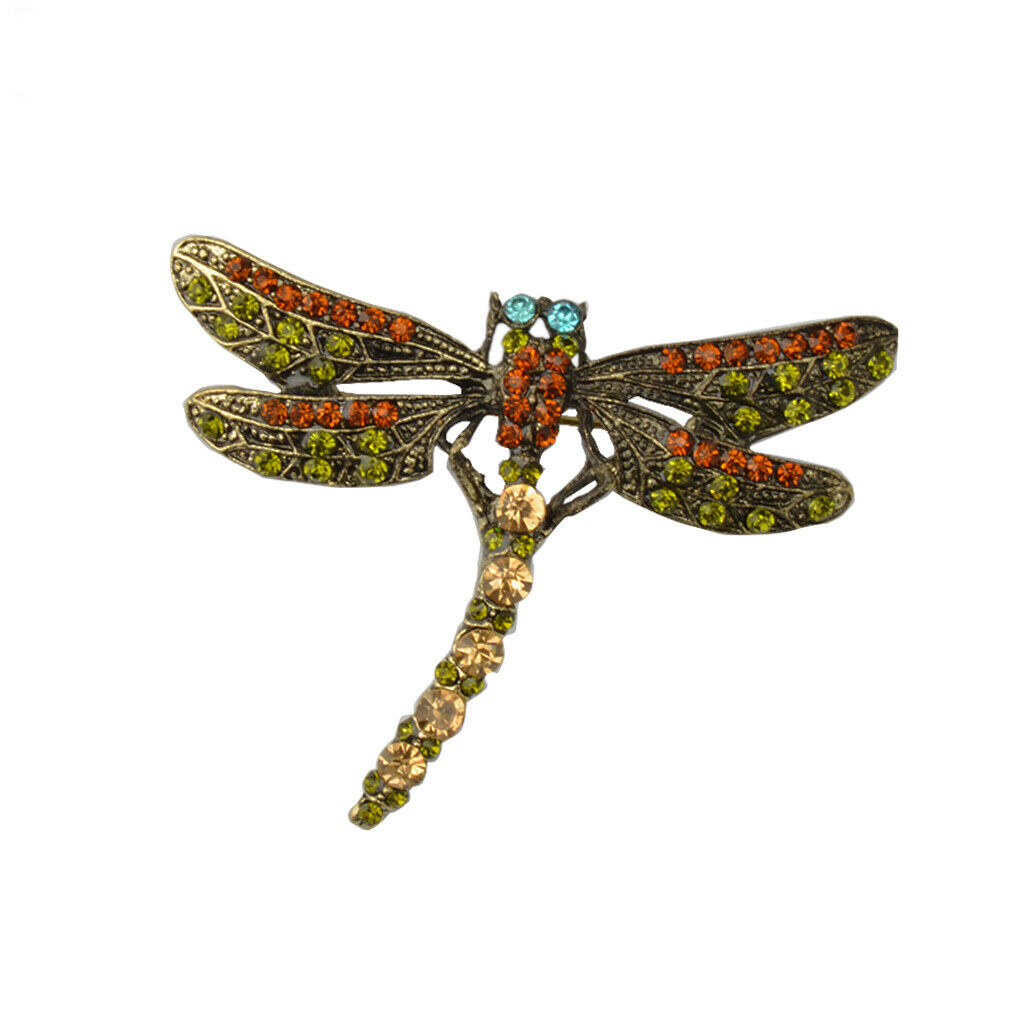 2pcs Women Alloy Metal Crystal Rhinestone Dragonfly Pin Brooches