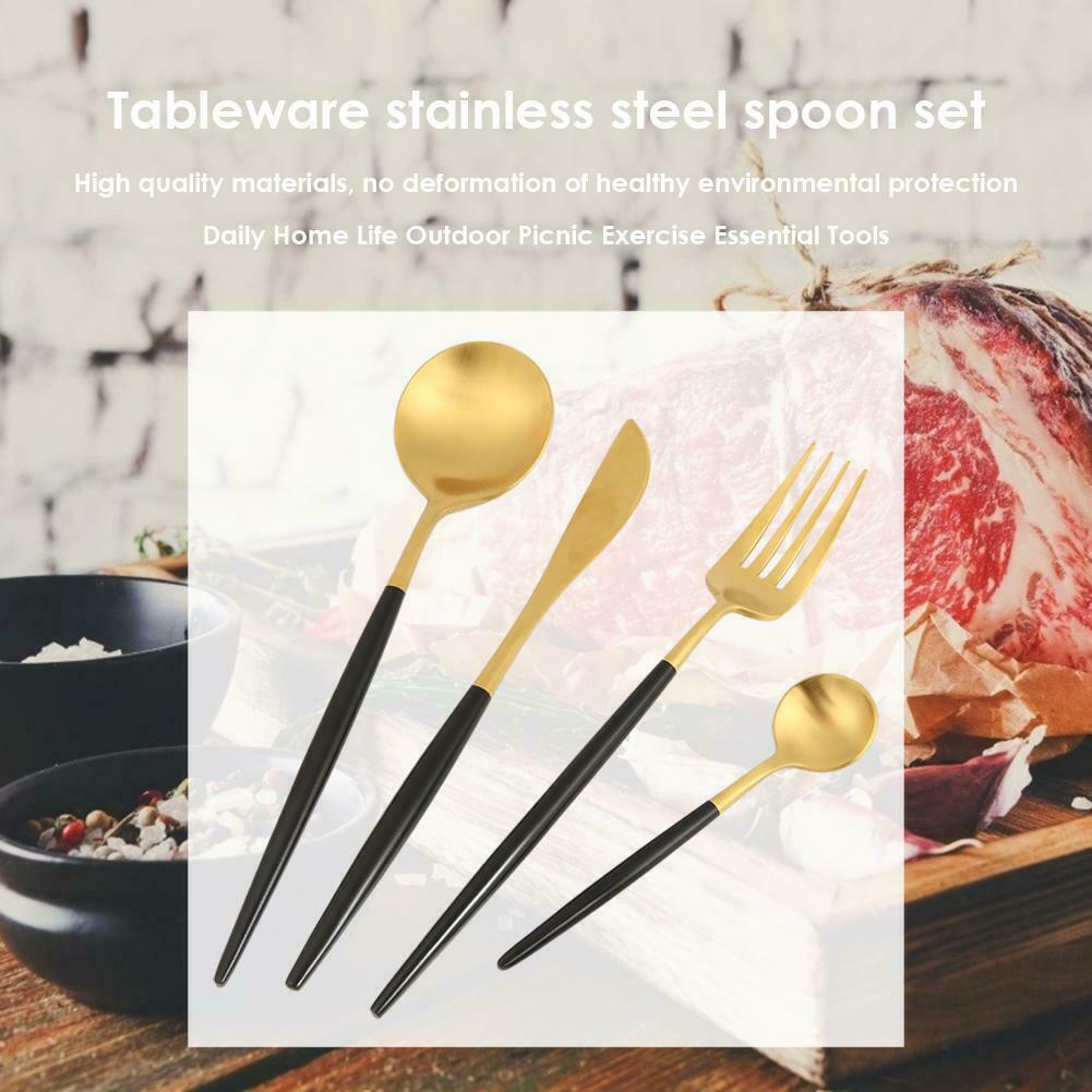 5pcs Portable Stainless Steel Tableware Dinnerware Travel Camp Cutlery Set @
