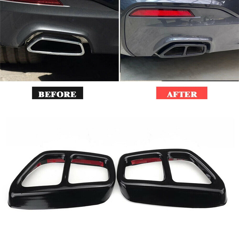 2x Car Dual Exhaust Pipe Tip Cover Trims For BMW 5 Series G30 G31 2017 2018