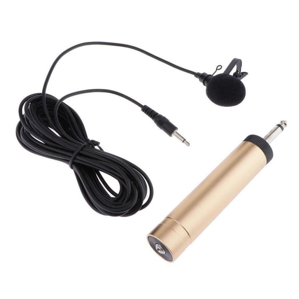 Lavalier Lapel Mic Microphone 6.5mm Output Plug Condenser Microphone Black