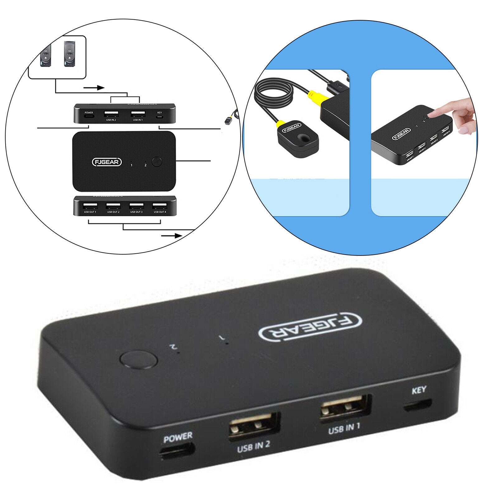 Switch Selector 2 In 4 Out 4 Port for Computer PC Keyboard U Disk Scanner