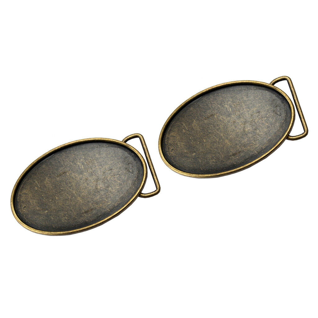 2 Pcs Mens Western Cowboy Belt Buckle Alloy Oval Belt Buckle Replacements