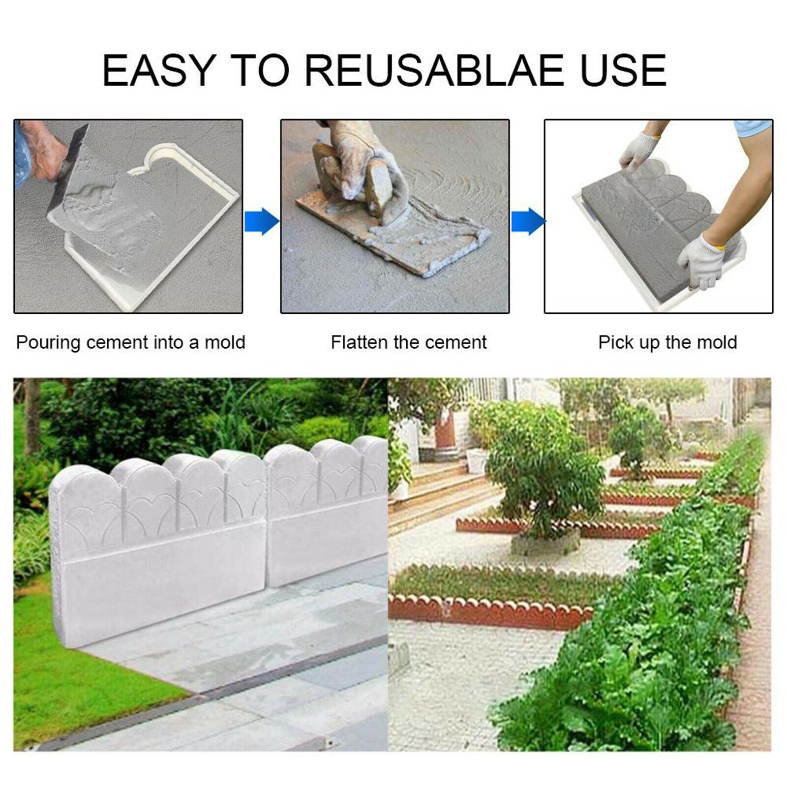 40cm Plastic Garden Fence Mould Concrete Pool Fence Paving Molds Walk Maker