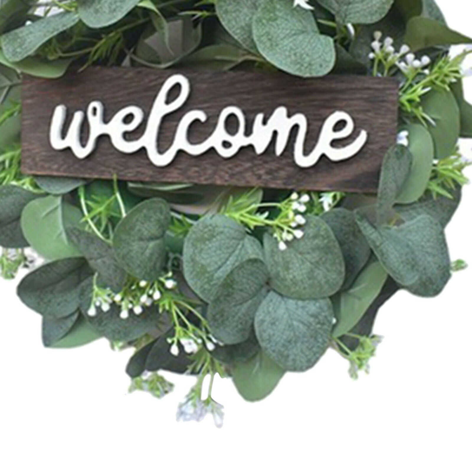 Welcone Wreath Green Eucalyptus Garland Party Front Door Hanging Decor