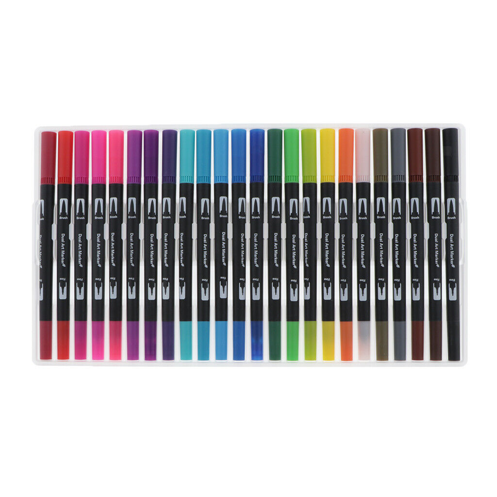 Dual Tip Watercolor Brush Pens Multi-color for Marker Painting 24 Colors