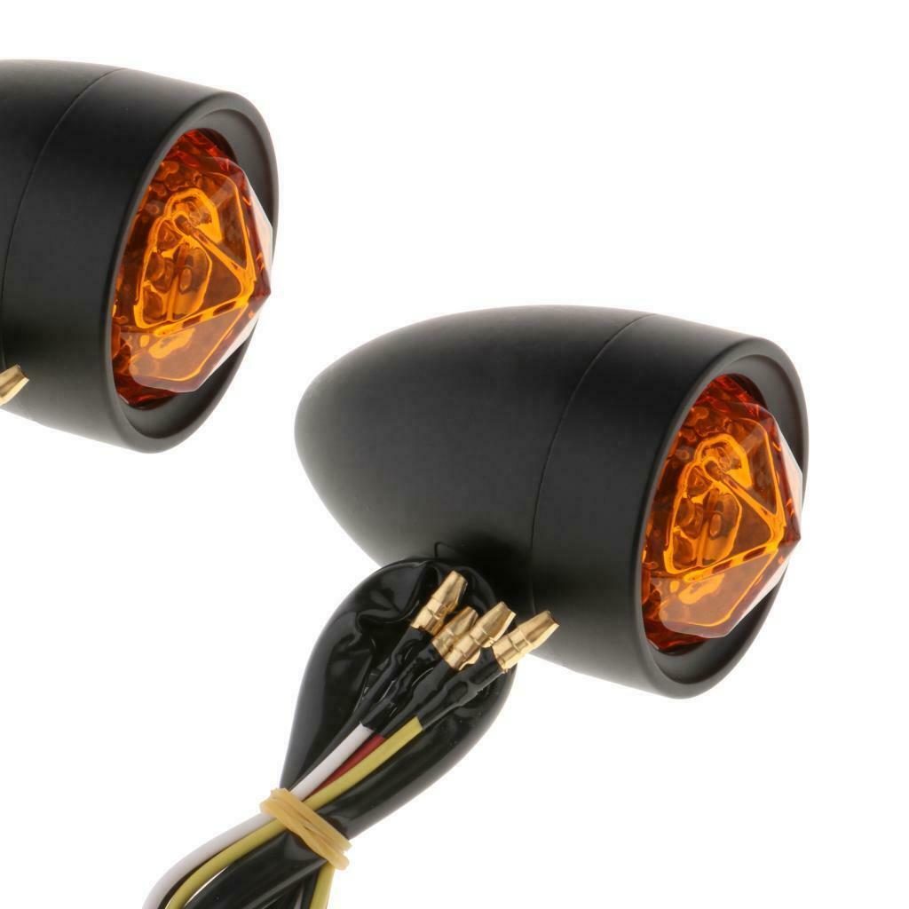 1 Pair Motorcycle Amber Turn Signals Indicator Lights High Quality Black