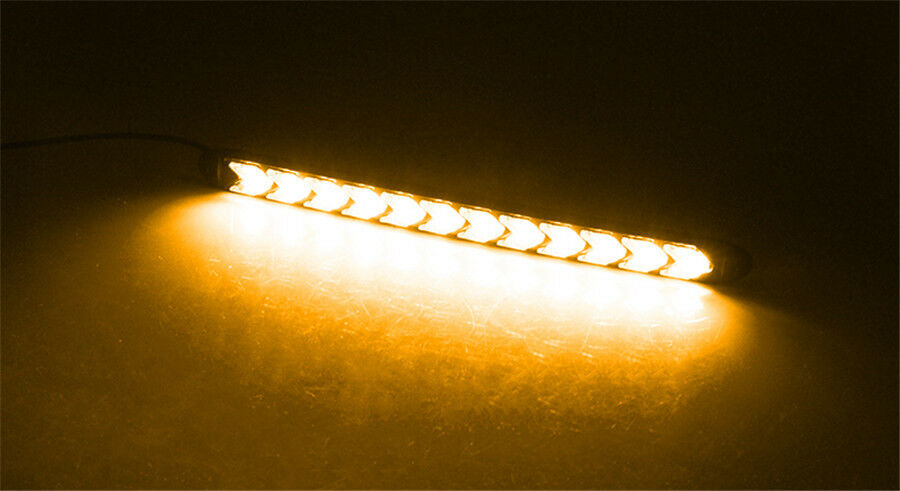 2Pcs Car White/Amber Switchback Flowing Strip Light Arrow Flasher Turn Signal