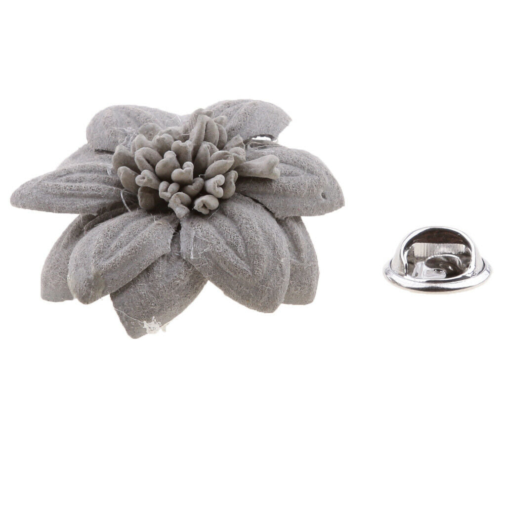 Unisex Zephyr Flower Brooch Pin Corsage for Groom Bride Wedding Gray