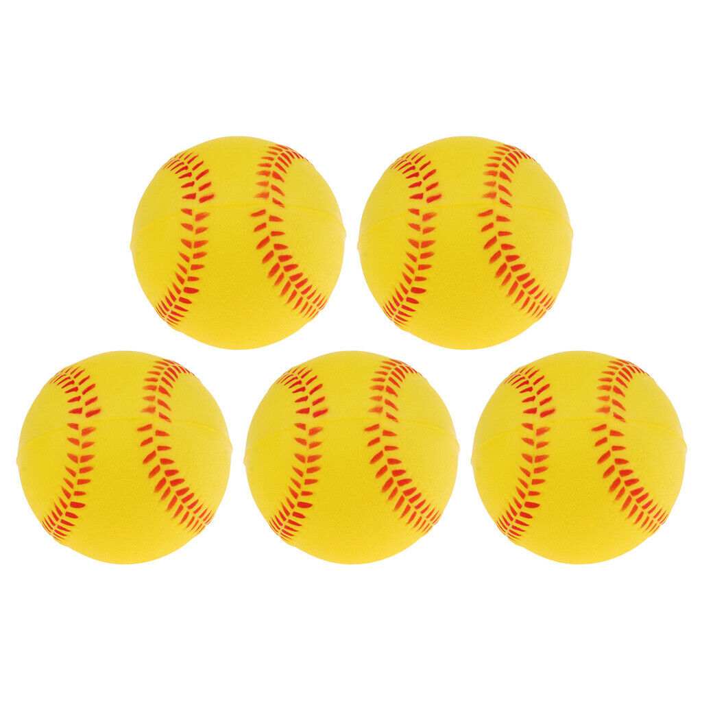 5x Soft Training Baseball Softball Kids Team Game Playing Bouncy Ball Yellow