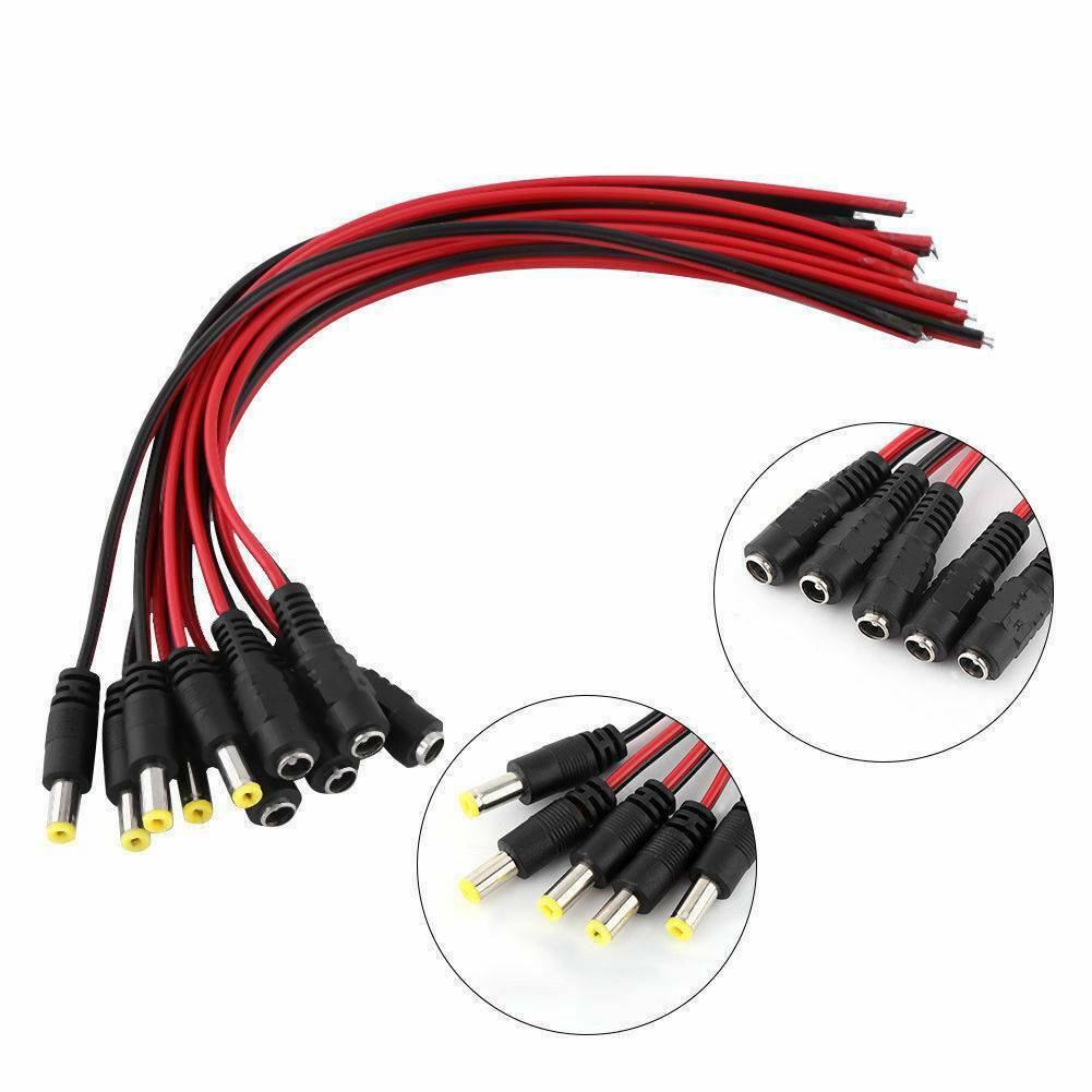 10* 5.5 x 2.1mm Male & Female 12V DC Power Socket Jack Plug Connector Cable Wire
