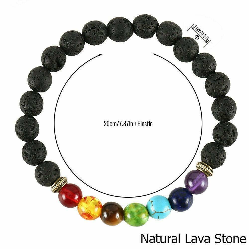 7 Chakra Crystal Stones Bracelet Healing Beads Womens & Mens Mala Reiki Anxiety