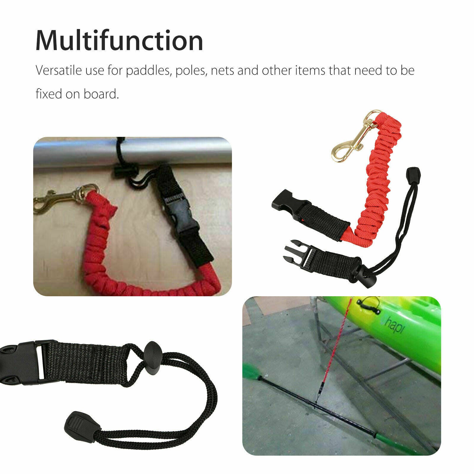 2x Kayak Canoe Elastic Paddle Leash Fishing Rod Lanyard Accessories Rope Safety