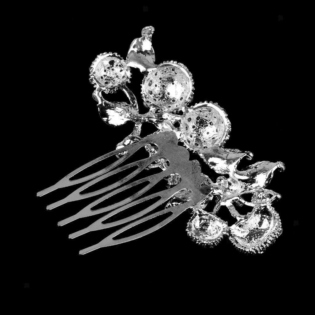Bridal Wedding Flower Leaf Rhinestone Hair Comb Hair Accessories