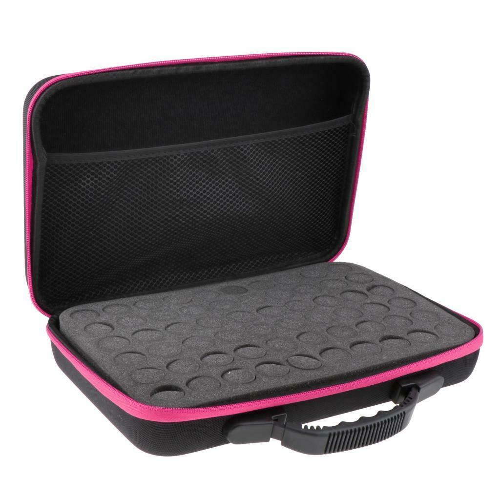 Portable Essential Oils Carrying Case Travel Holds 60 Bottles 5ml-15ml Pink