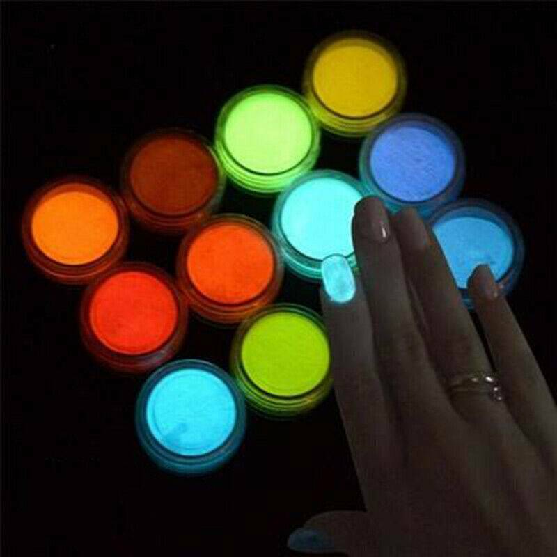 12 Colors/Set Acrylic Fluorescent Powder Glow In the Dark Manicure Nail Pigment
