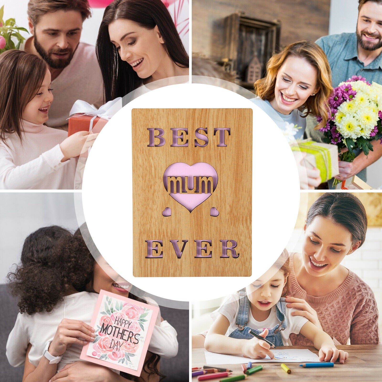 Wooden Mothers Day Card, BEST MUM EVER, Mum Greeting Card, Unique Mom Gift @