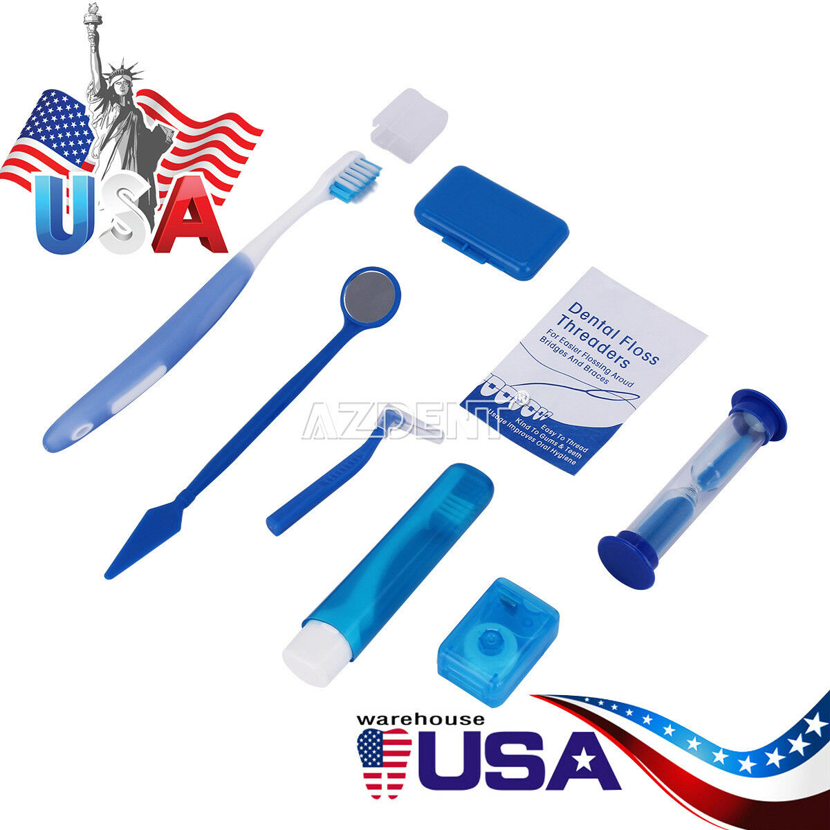 20X Dental Teeth Oral Cleaning Care Orthodontic Kits Brush Floss Thread 8pcs/kit