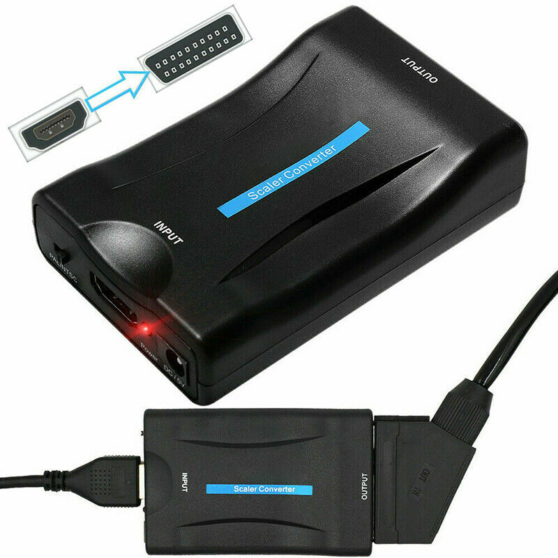 1080P HDMI To SCART Adapter Video Audio Converter Scaler Box+USB Cable For TV
