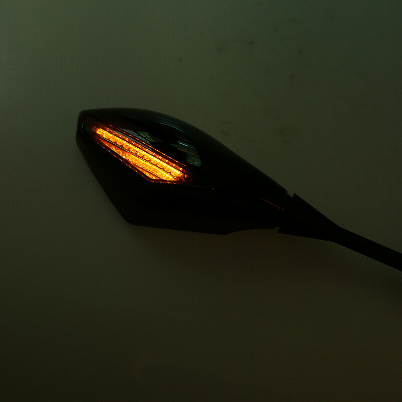 Rear View Mirror Glass Amber LED Plastic Housing Fit KawasakiÂ Ninja ZX6RÂ ZX600R