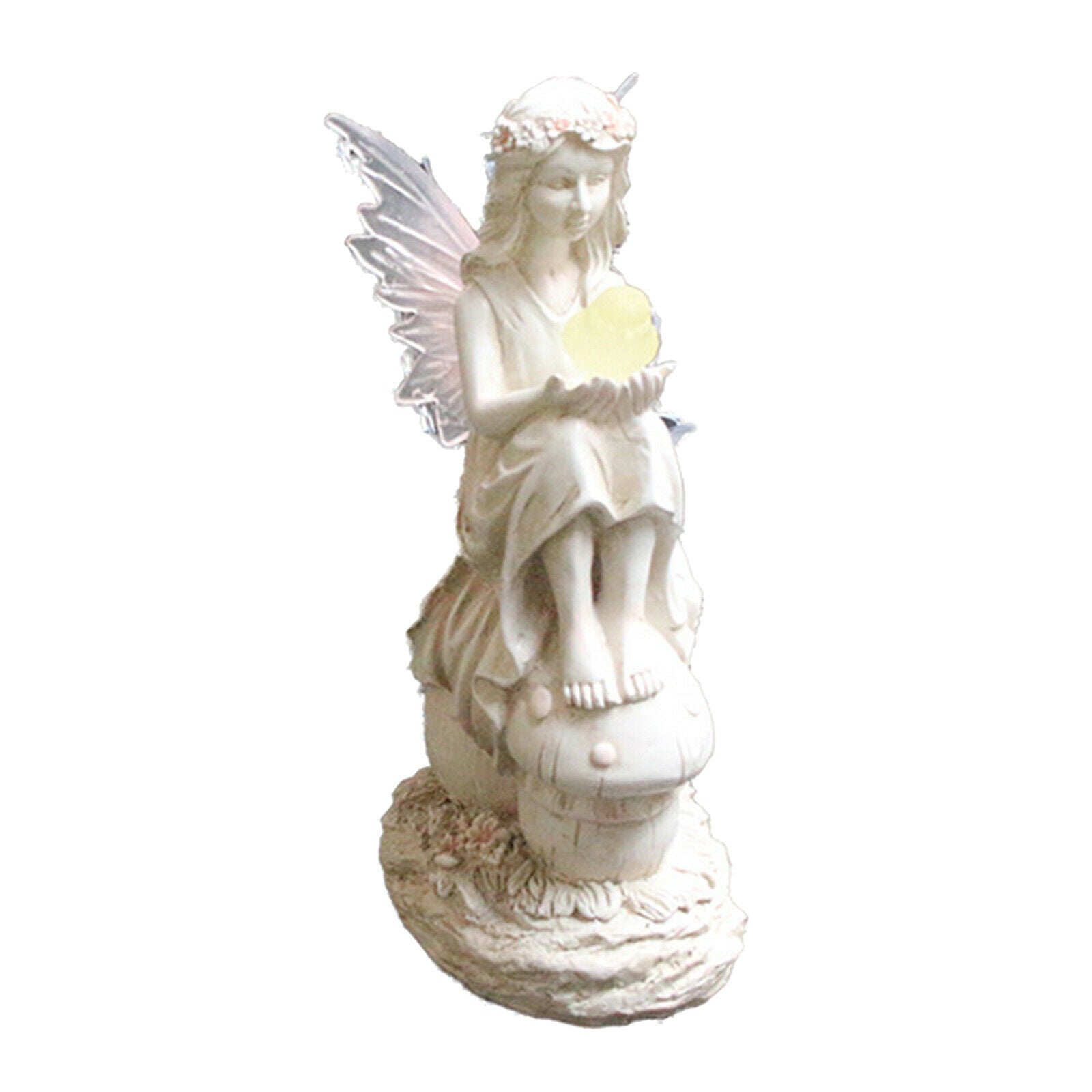 Angel Sculpture with Wing Solar Powered Pond Statue Ornaments White Bedroom