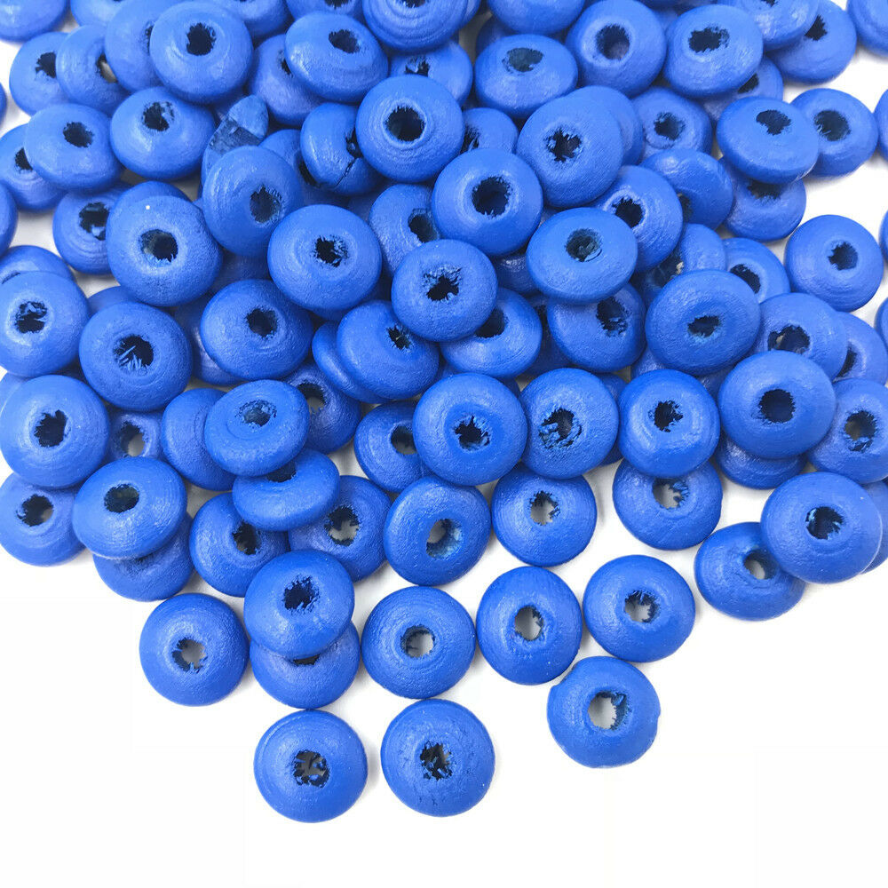 100X Royal blue Wooden Spacer Beads Jewelry Making Kids crafts Accessories 9mm