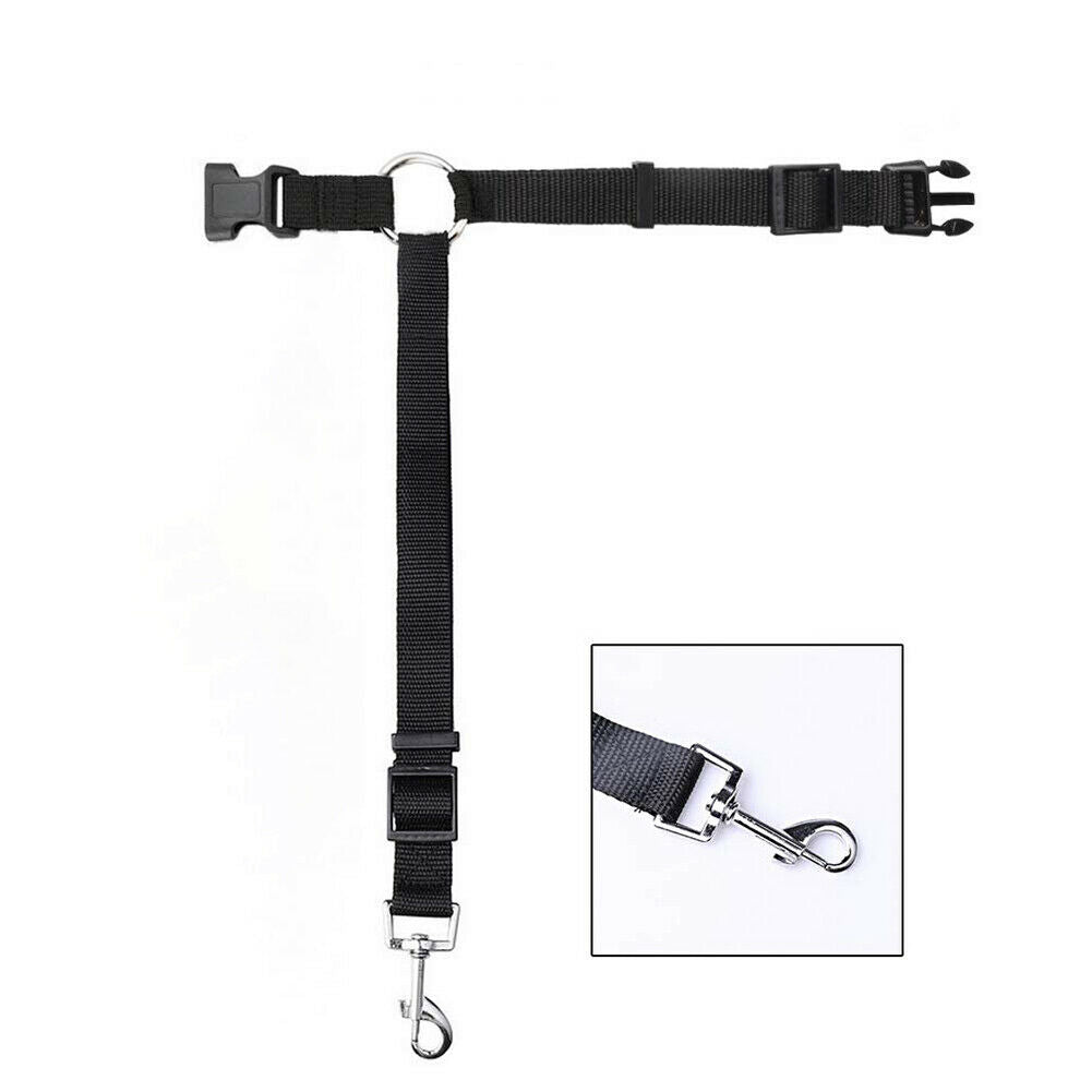 Dog Cat Safety Seat Belt Restraint Harness Adjustable Pet Leading Leash Black HN