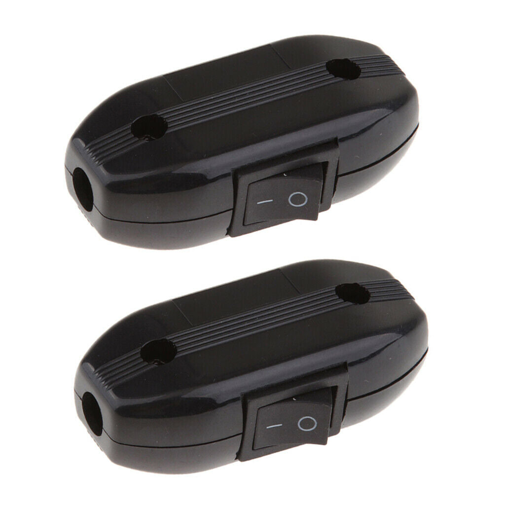 2 Pieces Bedroom Black Boat Rocker Switches Line Cord On/Off Switches