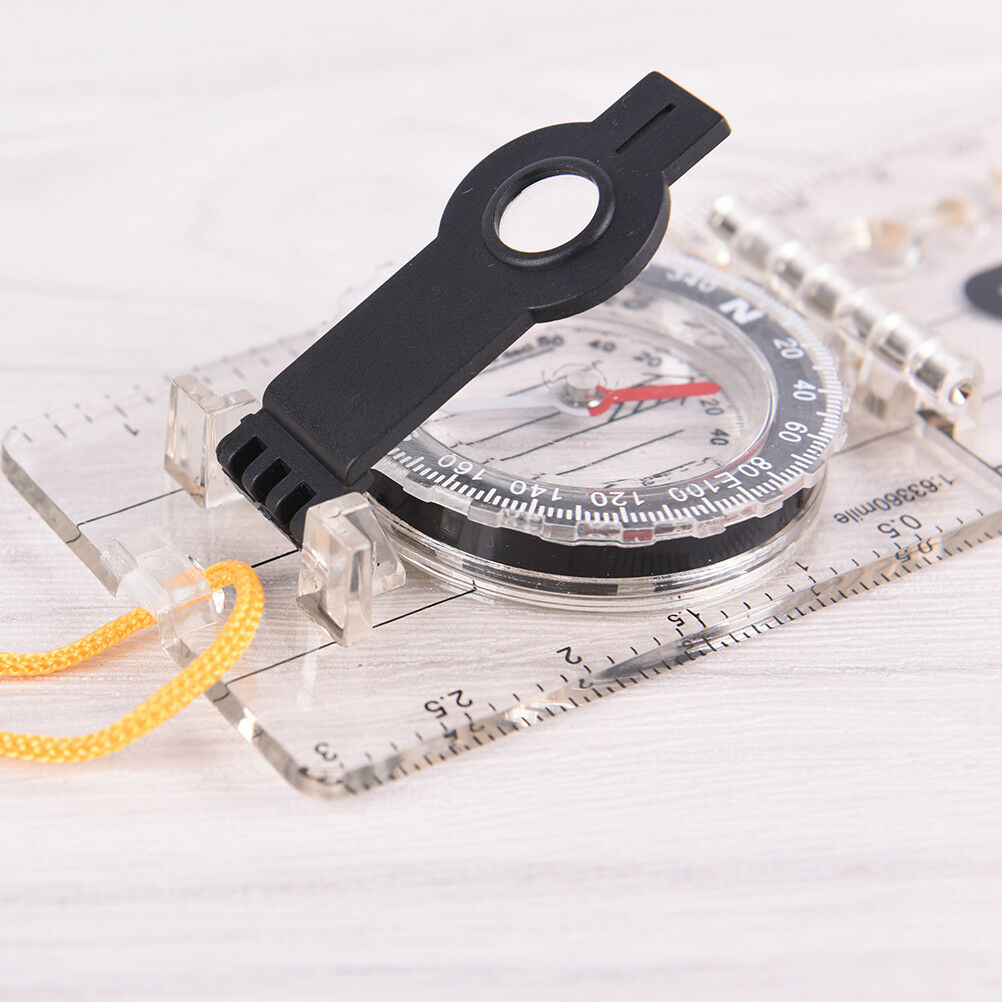 1pc portable fold compass mm inch travel baseplate ruler compass map BDAU