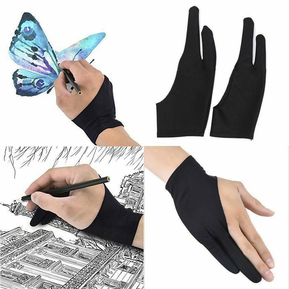 Two Finger Anti-fouling Glove Drawing & Pen Graphic Tablet Pads For Artist-Black