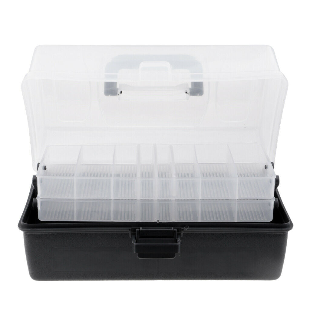 2 Tray Cantilever Fishing Tackle Box Baits Case With Individual Compartments