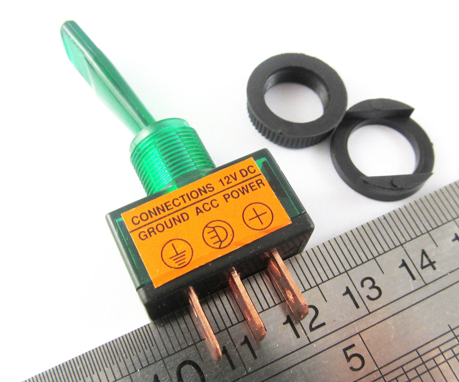10 pcs Toggle Switch Green Lamp 12V SPST 30mm Shaft New