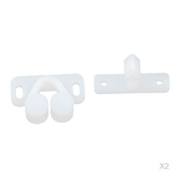 2pcs White Double Twin Roller Door Catches Cabinet Cupboard Furniture Latch