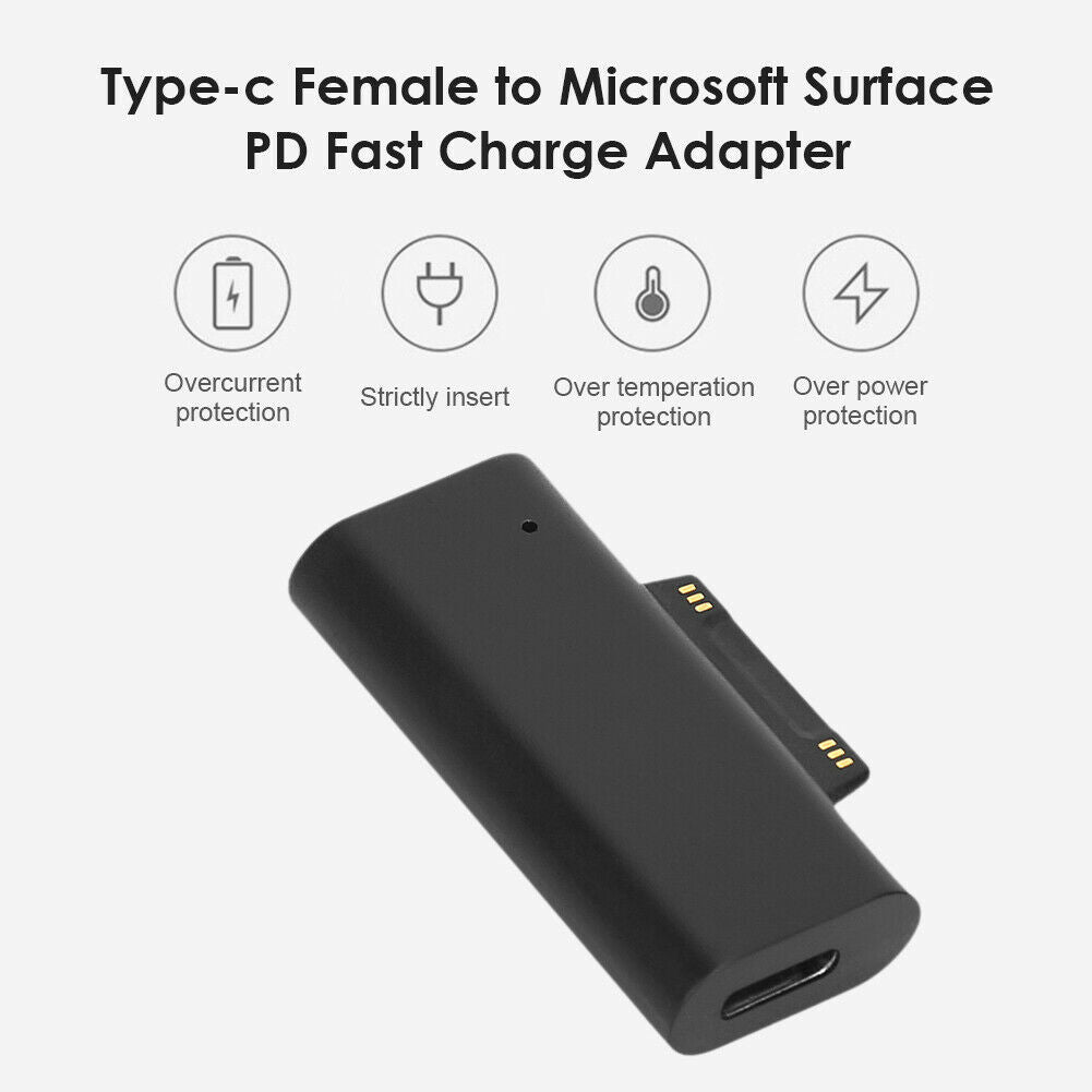 15V/3A USB Type C PD Charging Cable Adapter Converter for Surface Pro 3 4 5 6 7