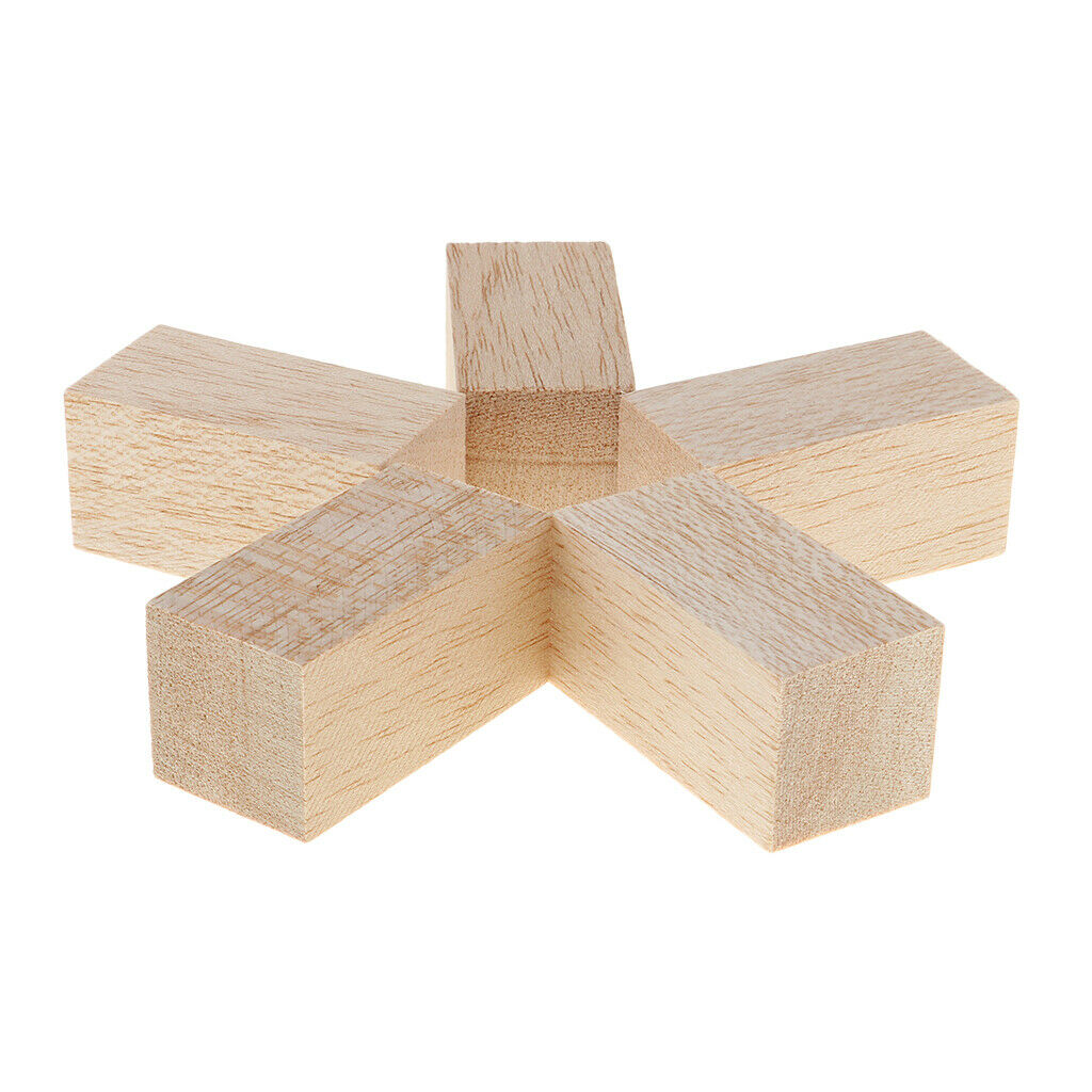 5Pine Wood Blocks Wooden Square Sticks for Art Models,Aircrafts,DIY Projects 8cm