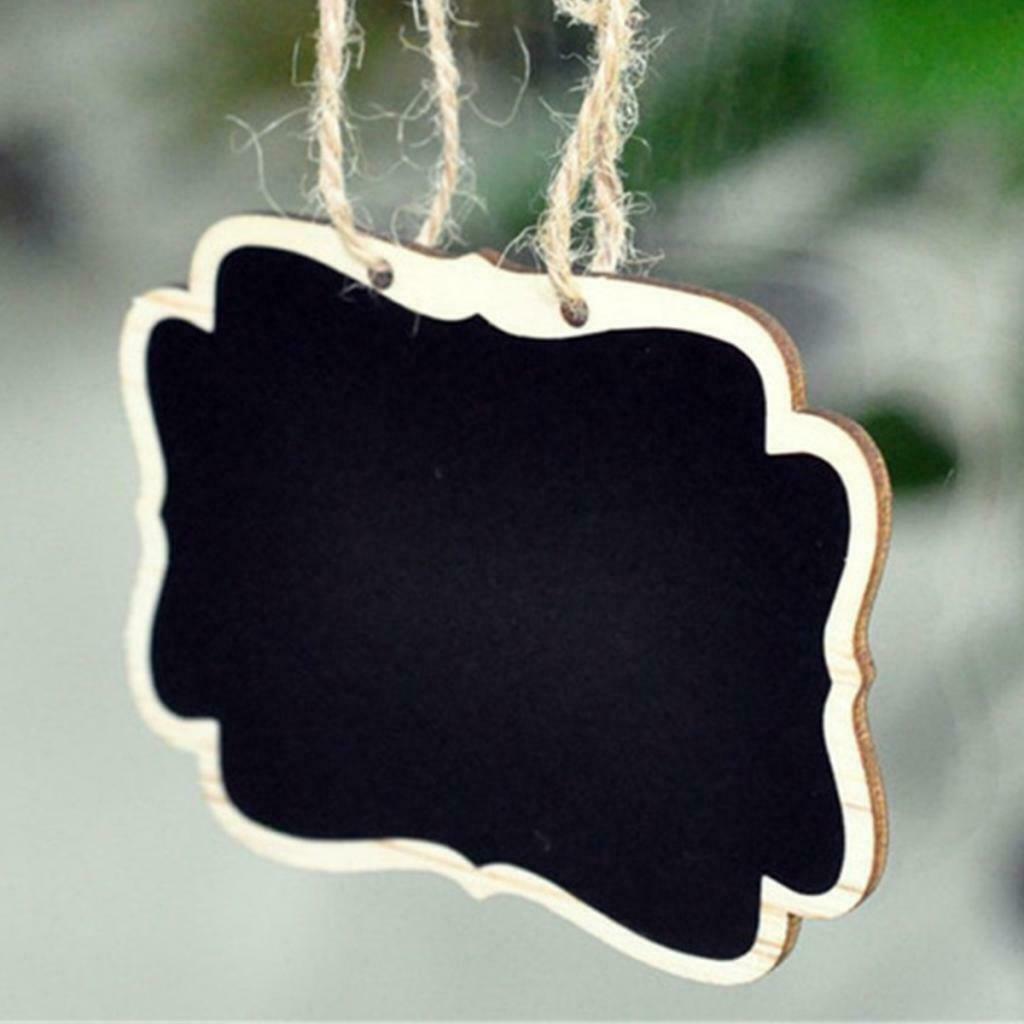 4 Pieces Wooden Mini Hanging Blackboard Wedding Party Message Memo 16x12cm