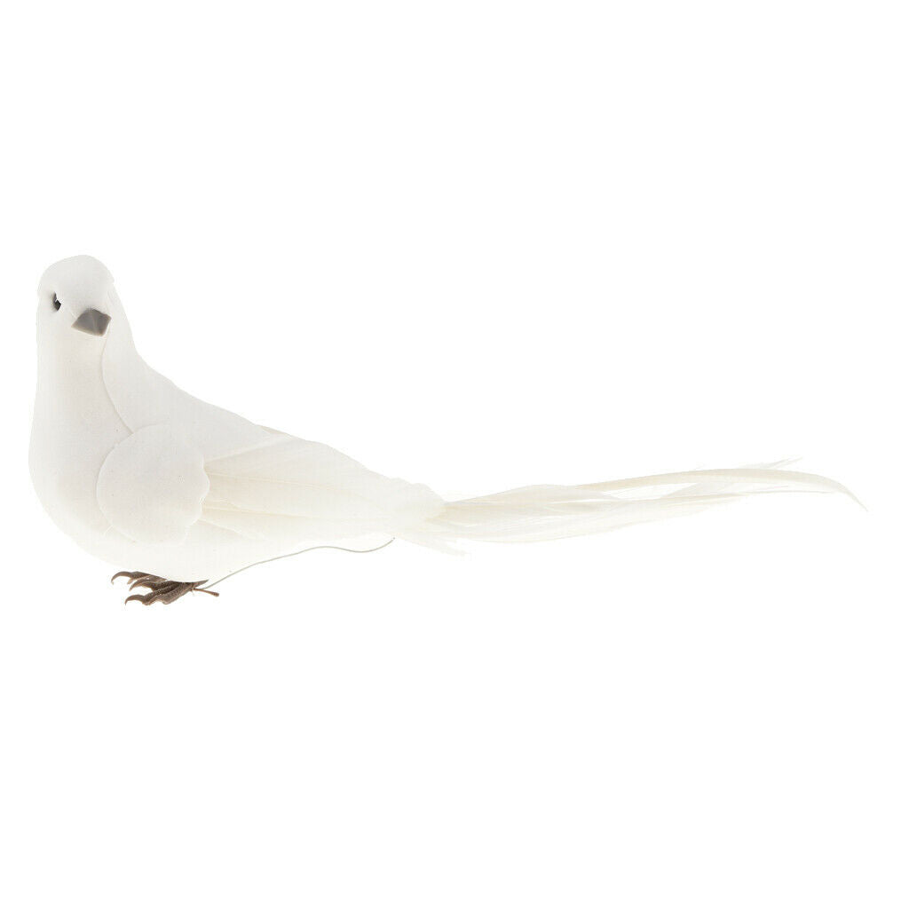 White Feathered Foam Artificial Doves Store Setting Garden Lawn Decoration