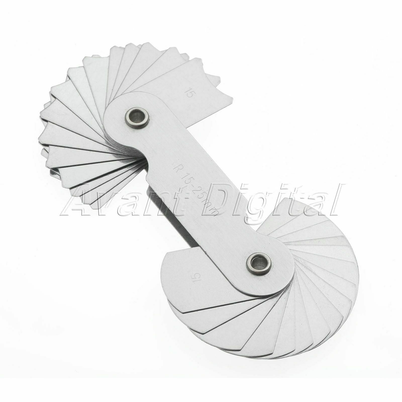 Professional Measuring Tool R15-25mm Radius Gauge Gage 32 Blades Stainless Steel