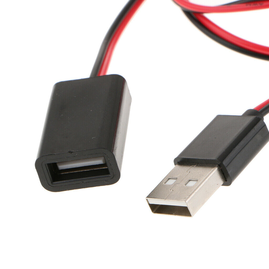 Alligator Clips to USB Male + Female Test Lead Adapter Cable 53cm (pack of 2)