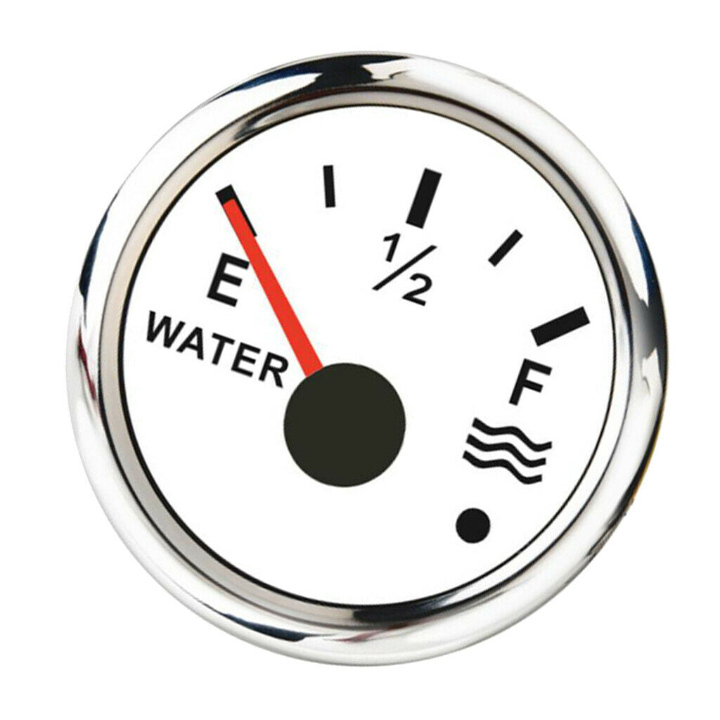 Marine Boat Water Tank Level Gauge 240-33ohms 12/24V 52mm 2” White/Chromed