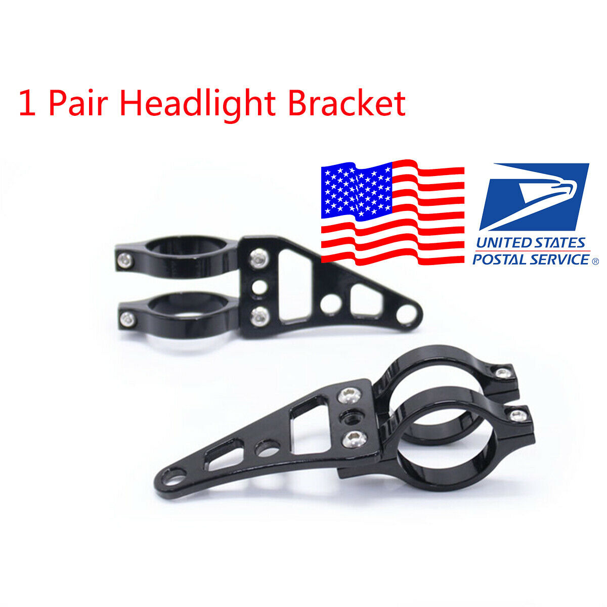 2PCS Motorcycle CNC Aluminum Alloy Front Fork Headlight Mounting Bracket Black