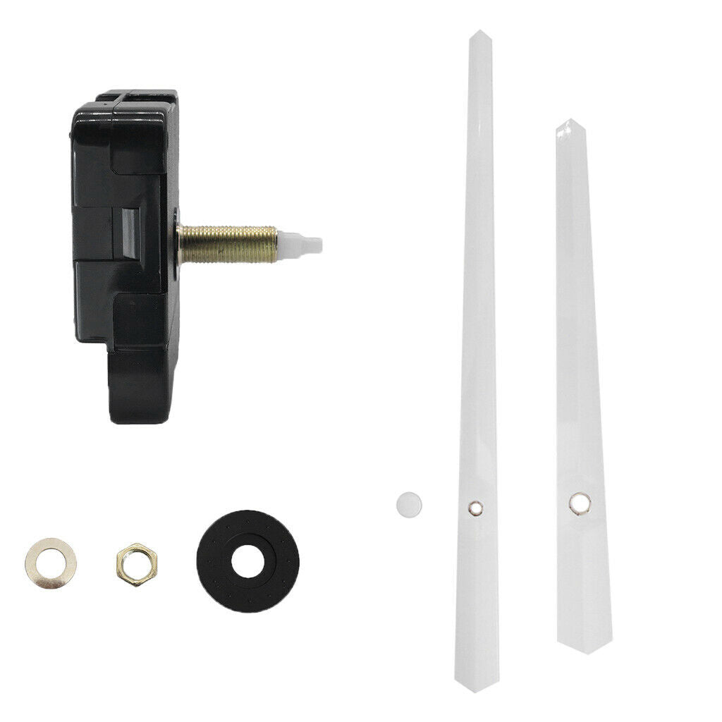 Quartz Wall Clock Mechanism Movement DIY Repair Parts Kit Long White Hands